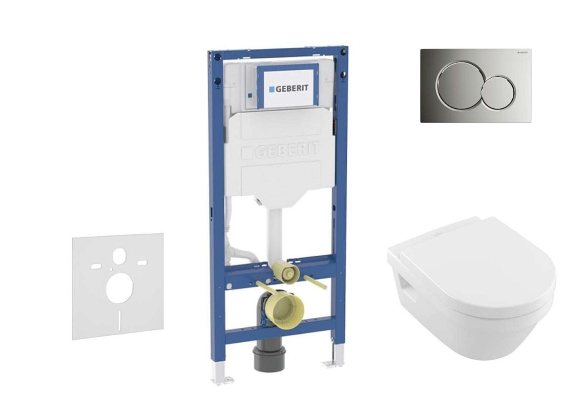 Geberit Duofix - Set předstěnové instalace, klozetu Architectura a sedátka softclose, tlačítko Sigma01, lesklý chrom SANI11CK1101