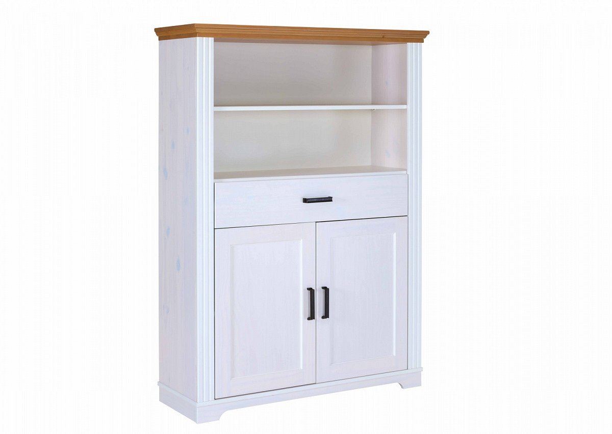 Kombinovaná komoda z masivu malcolm - bílá/dub