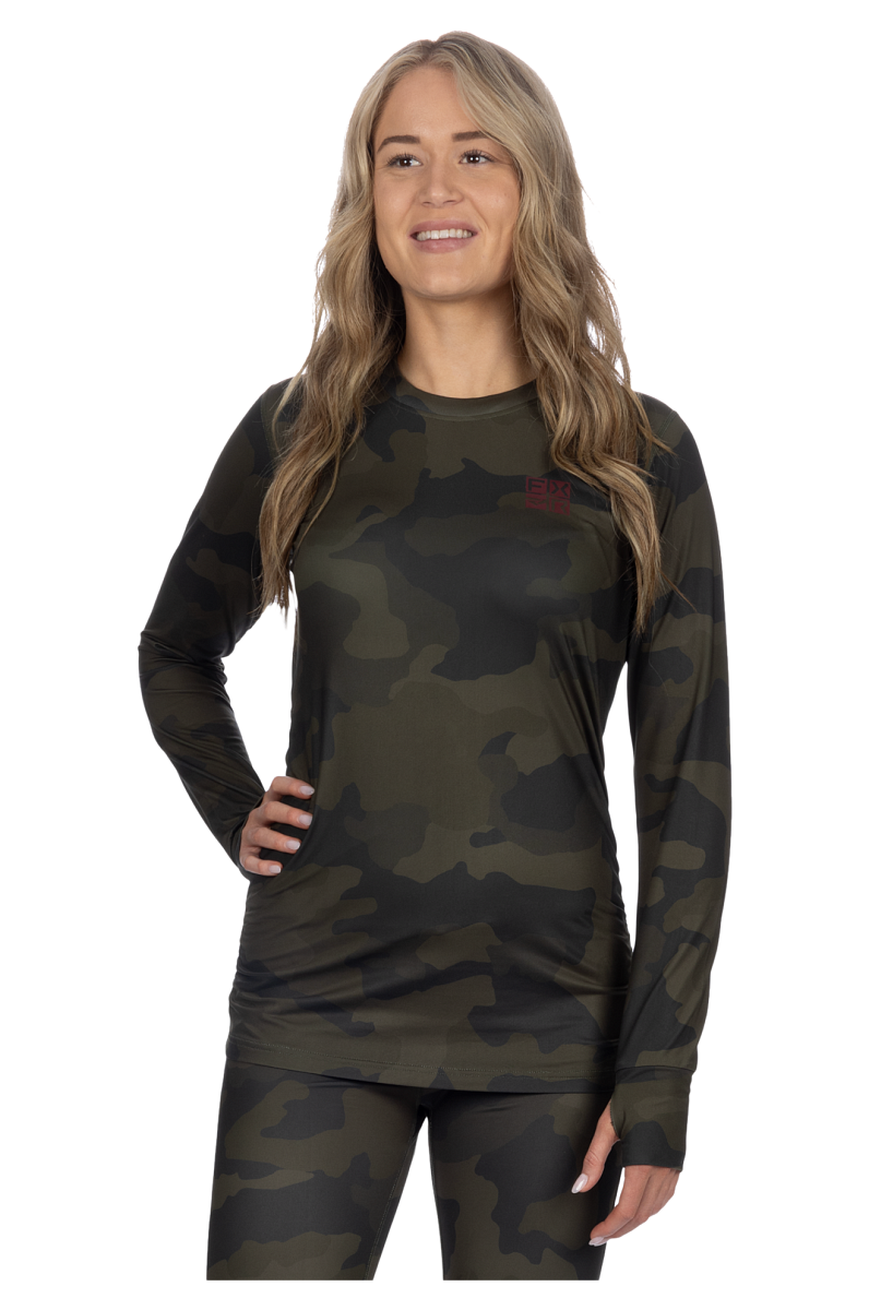 Dámská Midlayer Košile FXR Atmosphere Longsleeve 25 Army Maskáčová/MerlotXL