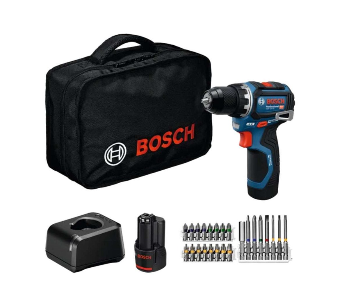 Bosch - 12V AKU vrtací šroubovák GSR 12V-32 s příslušenstvím, 2x aku 2,0 Ah Li-Ion, nabíječka 06019N7006