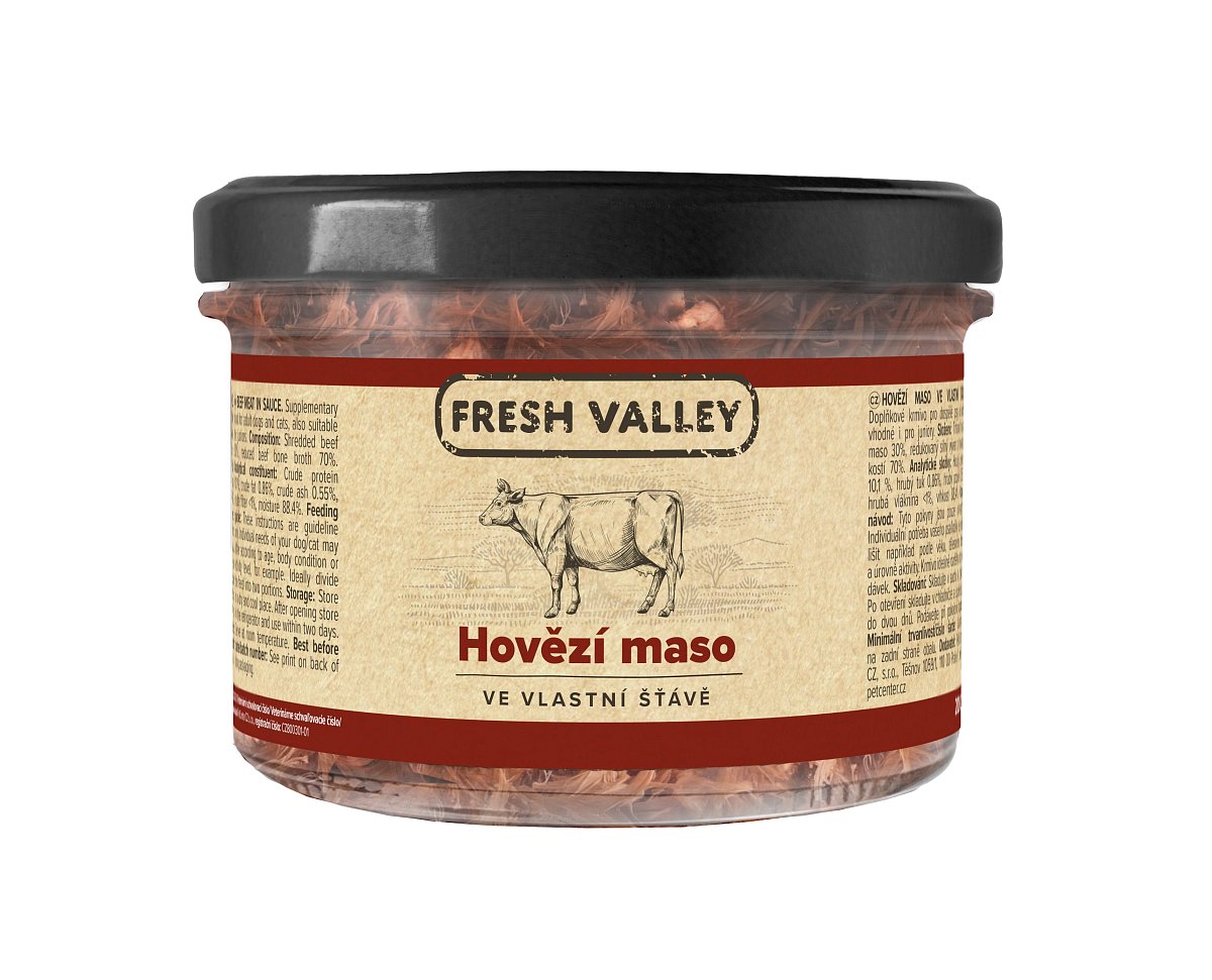 Sklenice Fresh Valley hovězí maso ve vlastní šťávě 200g