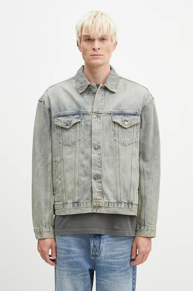 Džínová bunda KSUBI Oh G pánská, modrá barva, přechodná, oversize, MFA24JK003