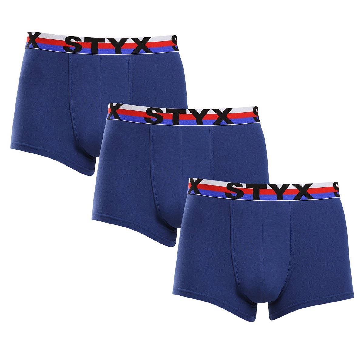 Styx 3PACK pánské boxerky sportovní guma tmavě modré trikolóra (3G1968) M