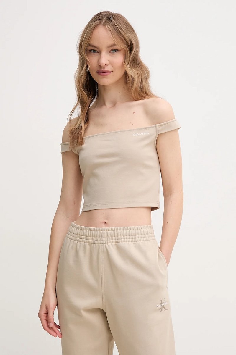 Top Calvin Klein Jeans hnědá barva, J20J225542