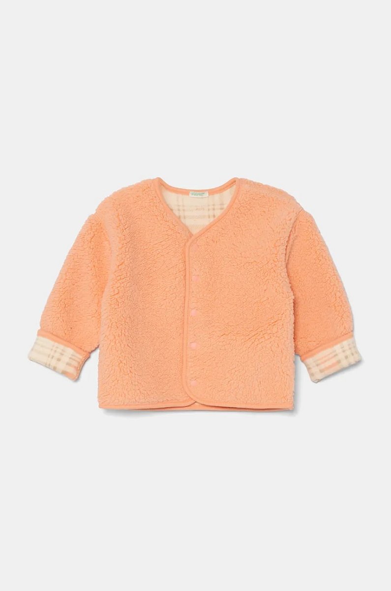 Kojenecká fleecová mikina United Colors of Benetton oranžová barva, 3EKNA501G