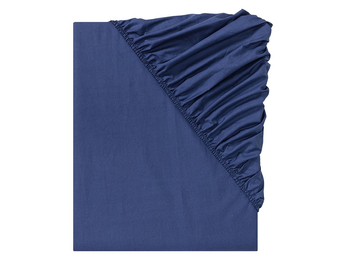 Livarno home Perkálové napínací prostěradlo, 180-200 x 200 cm (modrá)