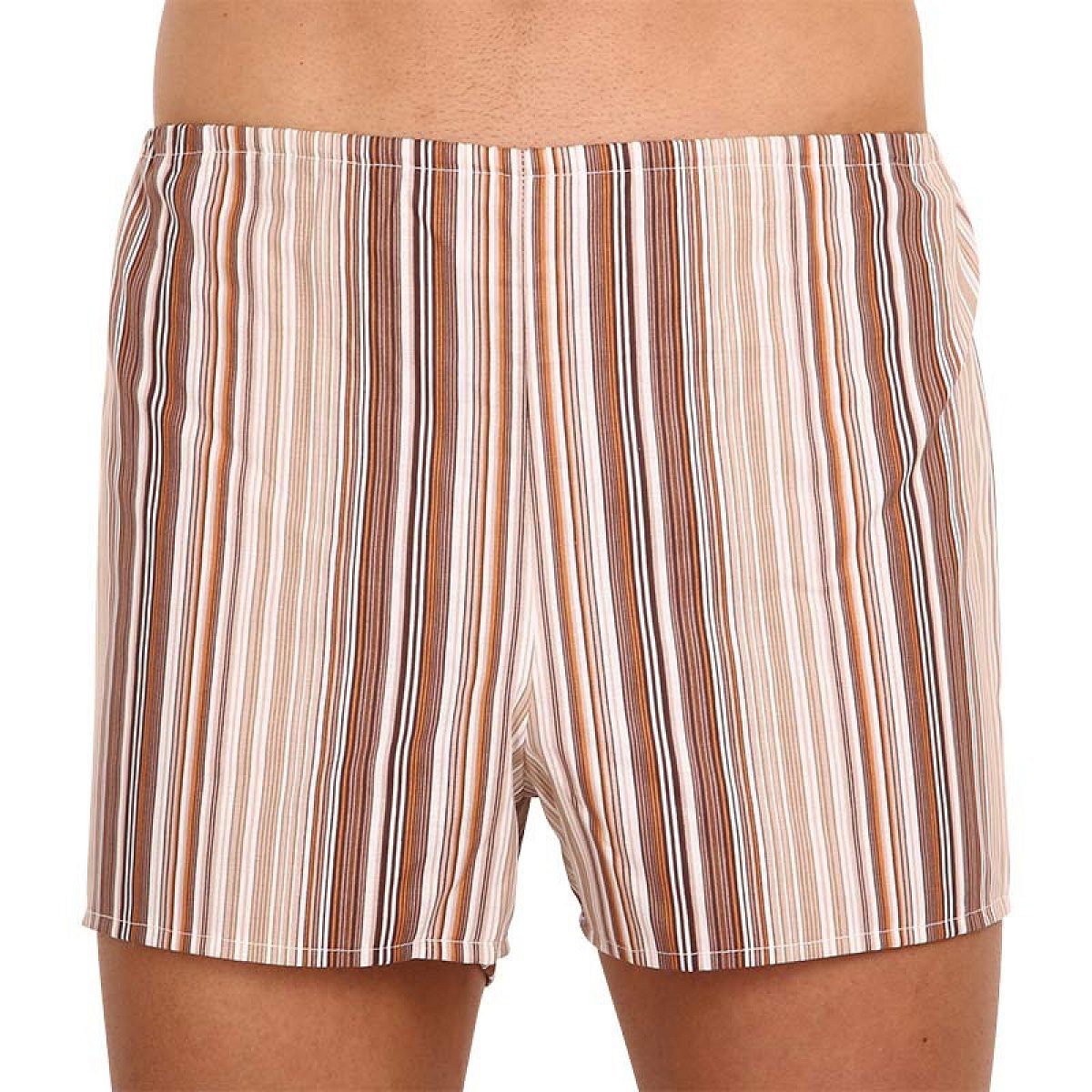 Klasické pánské trenky Foltýn hnědé s proužky extra nadrozměr (KN77) 8XL, trenýrky