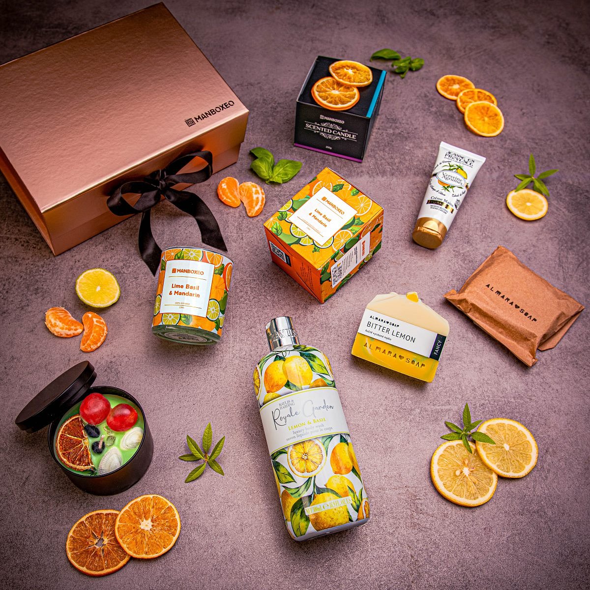 Luxusní box s kosmetikou Citrusy & Verbena (rose gold) - dárkový box | Dárek pro ženu, maminku, manželku, babičku, sestru, přítelkyni, kamarádku | dár