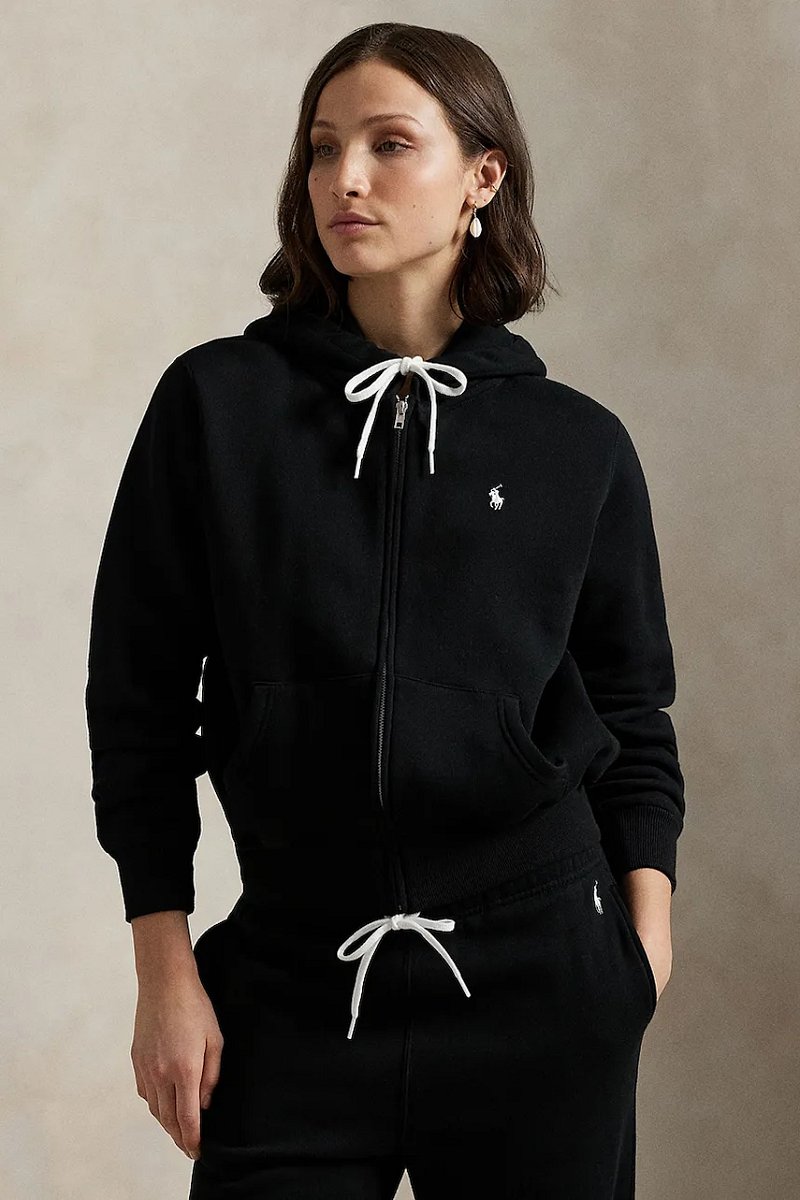 Mikina Polo Ralph Lauren dámská, červená barva, s kapucí, hladká, 211971699