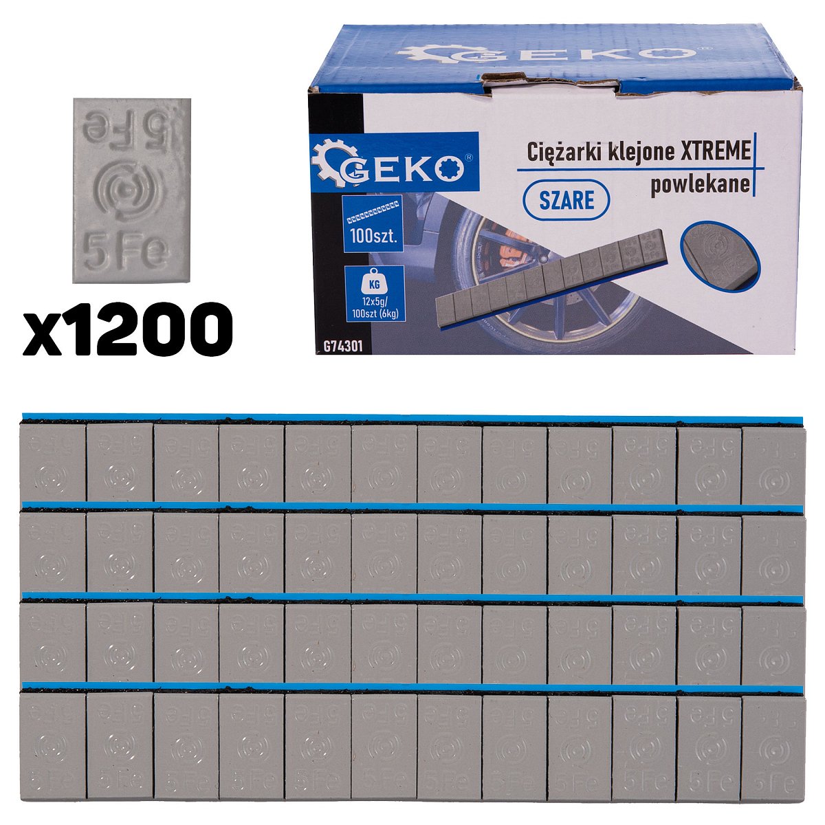 GEKO Závaží samolepící 5 g, 100 x 12 ks, šedé