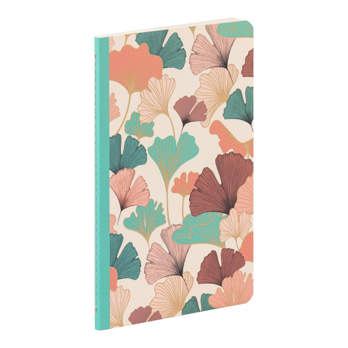 Sešit Gaia beige, 11x17cm, 48 listů, linkovaný - tyrkysová