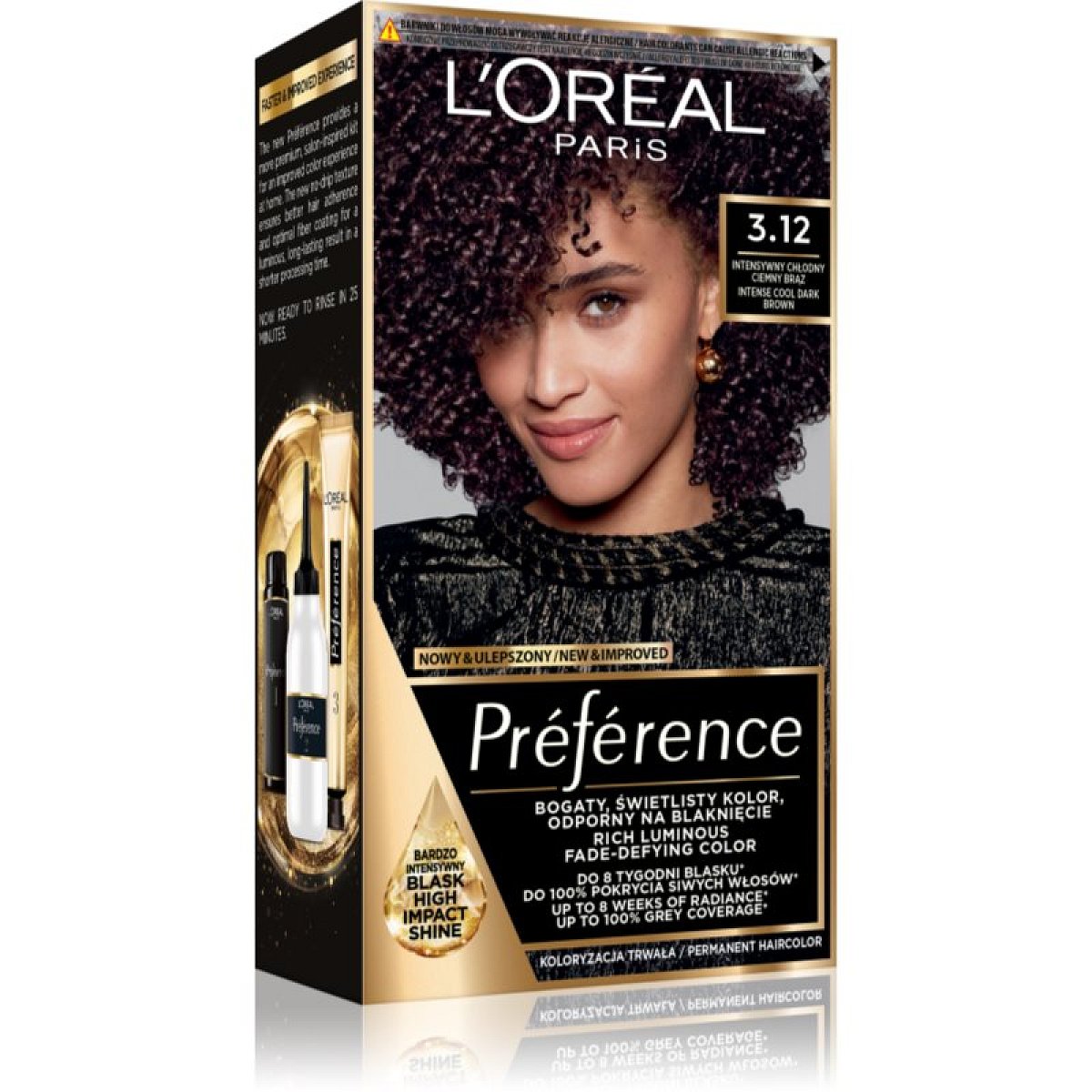 L’Oréal Paris Préférence permanentní barva na vlasy odstín 3.12 Toronto 1 ks