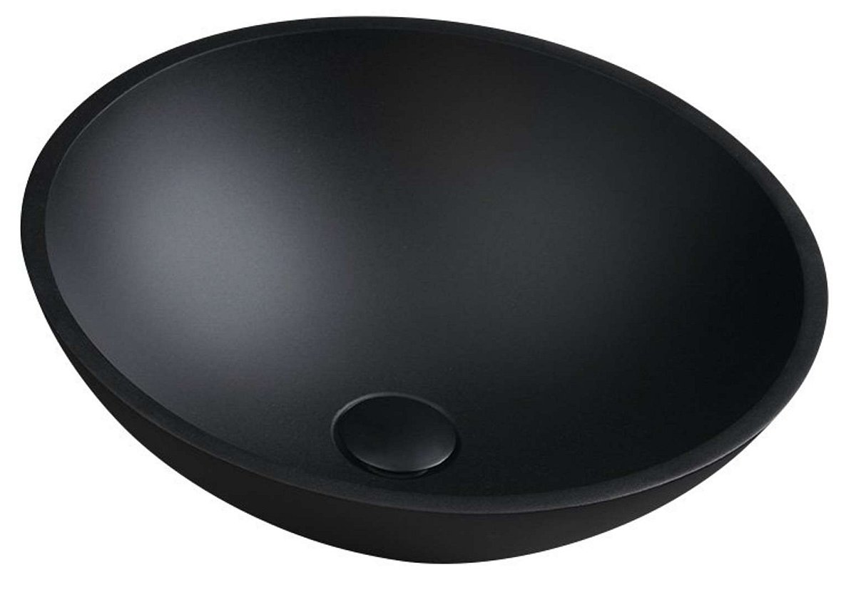 Sapho Beauty - Umyvadlo na desku, průměr 42 cm, bez přepadu, sklo/matná černá TY181B
