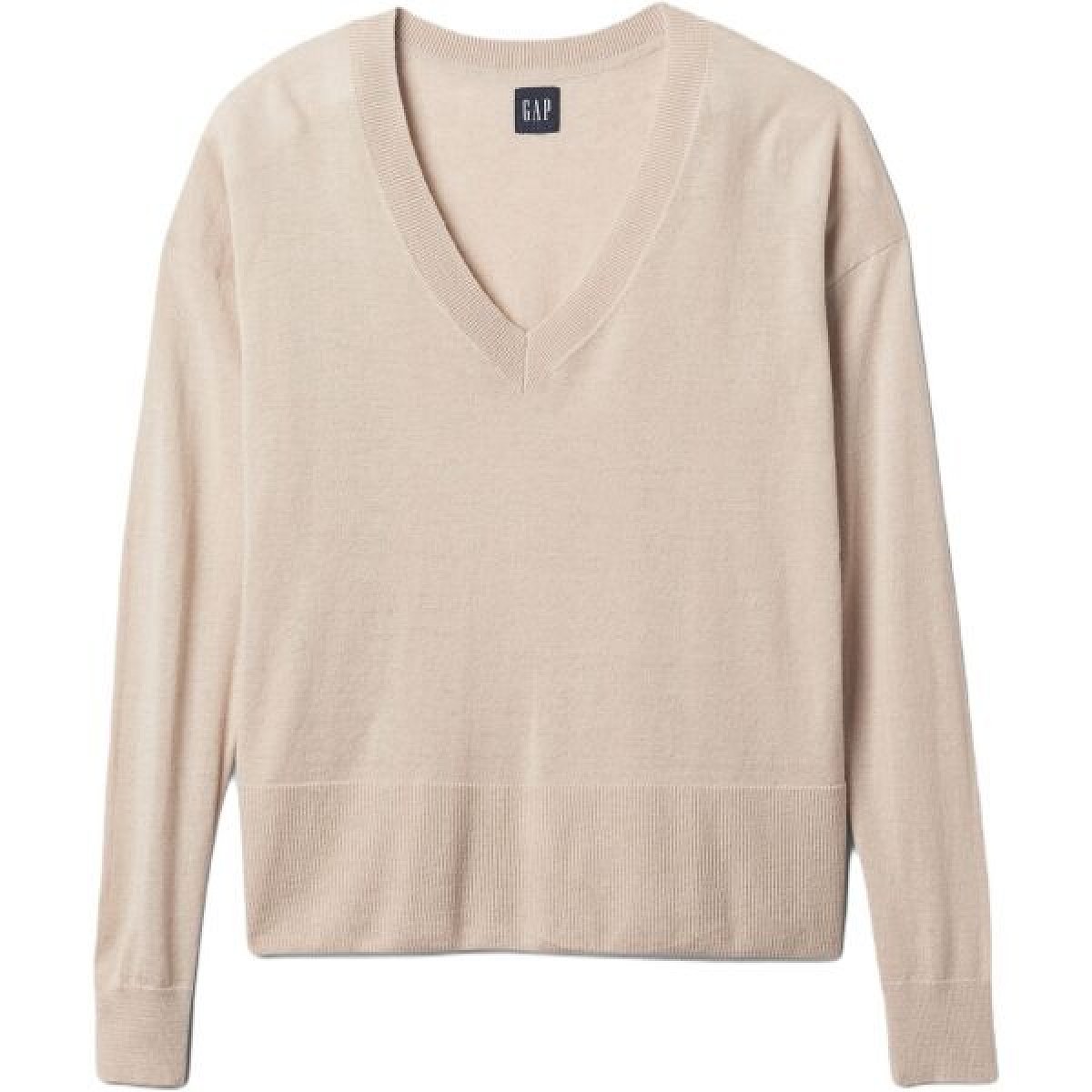 GAP LS LINEN SPLIT Dámský svetr, béžová, velikost
