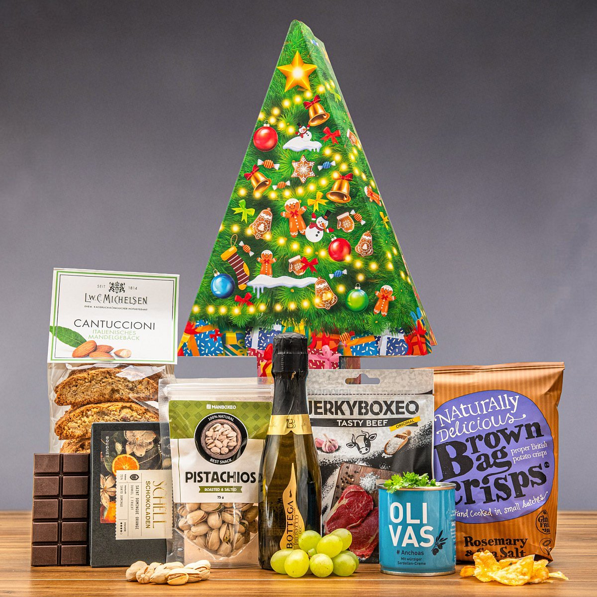 Vánoční stromeček s Proseccem | Dárek na Vánoce pro muže, ženu | Vánoční dárek | Dárkový koš, box, krabice, krabička, balení, set, sada | dárek k váno