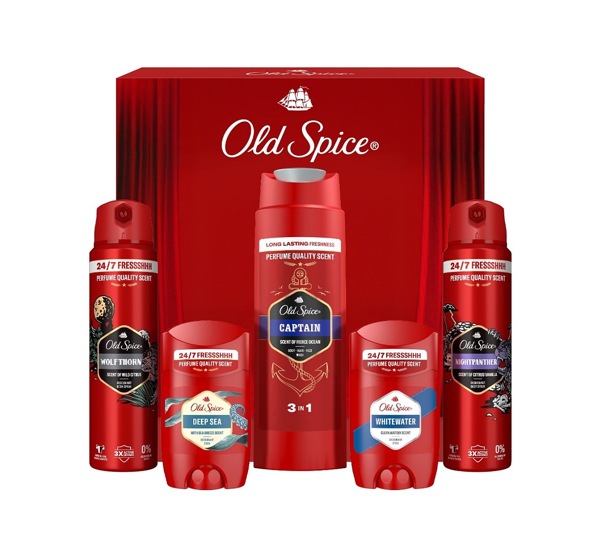 Old Spice Xmass sada Discovery Box deodoranty a sprchový gel 5 ks