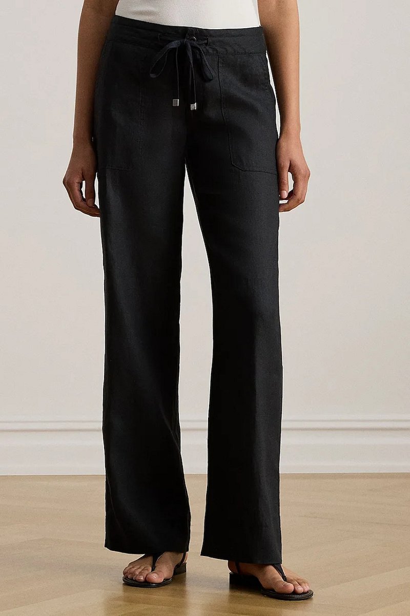 Lněné kalhoty Lauren Ralph Lauren