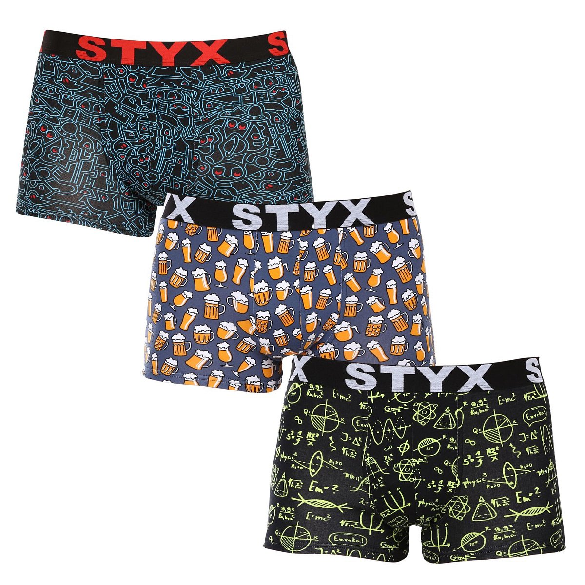 3PACK pánské boxerky Styx art sportovní guma vícebarevné (3G12672/2) S, trenky / trenýrky