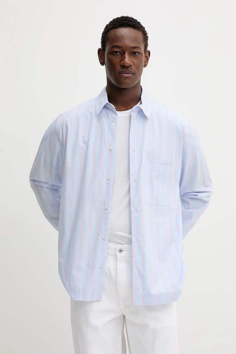 Bavlněná košile Won Hundred pánská, modrá barva, relaxed, s klasickým límcem, 3557-14268