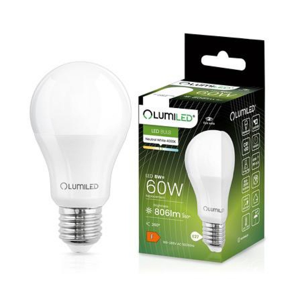 Žárovka Lumiled A60 8W 840 E27 806lm 4000K