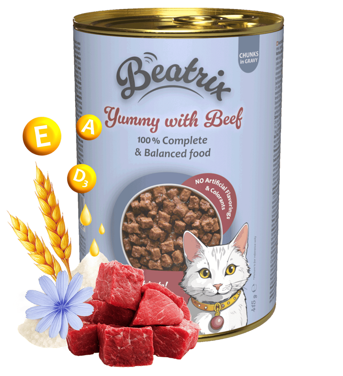 Konzerva Beatrix Adult Cat s hovězím 415g