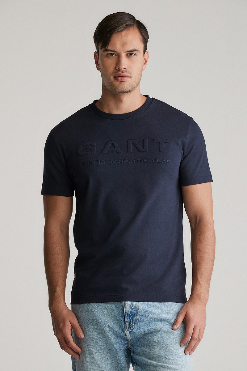 TRIČKO GANT EMBOSSED SS TSHIRT EVENING BLUE
