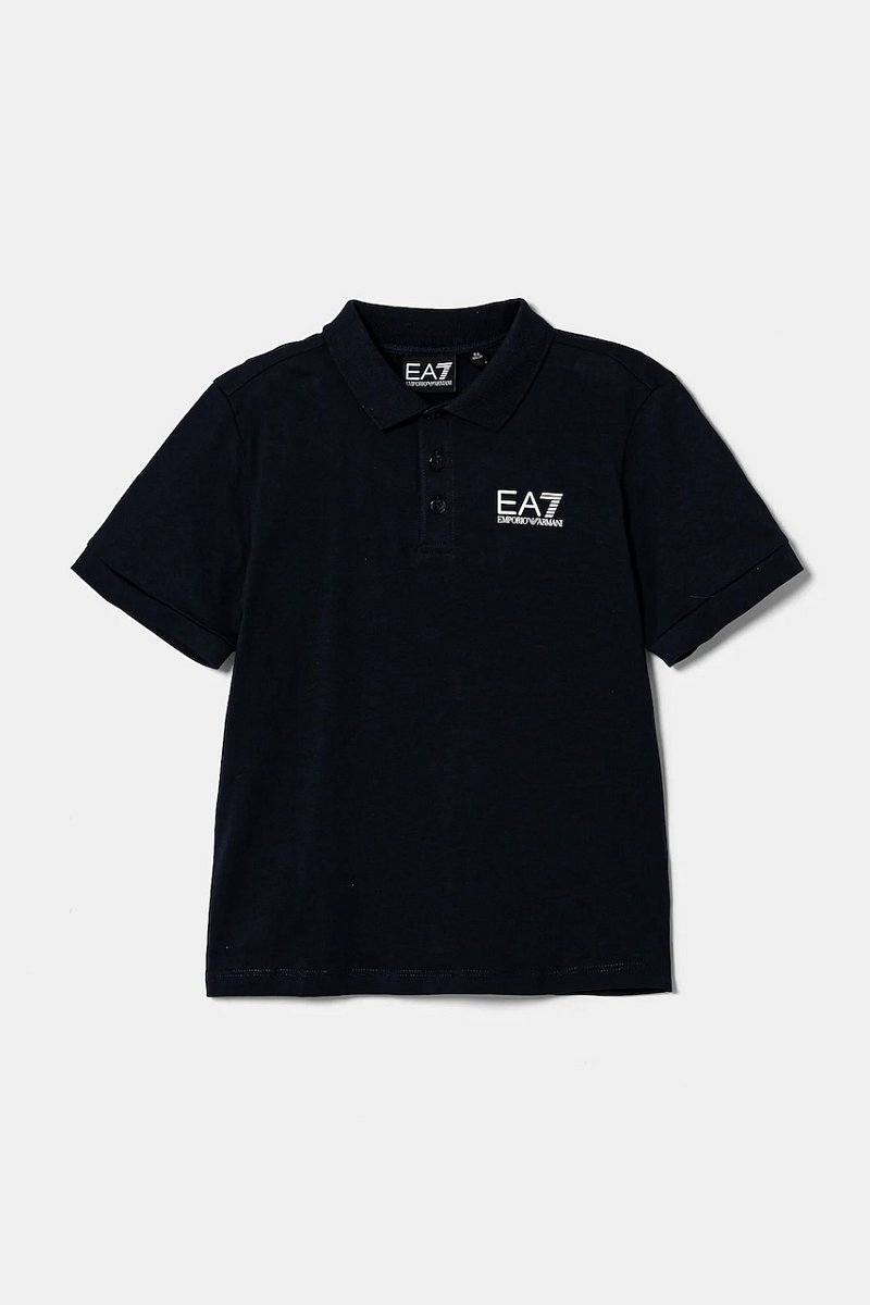Dětská bavlněná polokošile EA7 Emporio Armani tmavomodrá barva, s potiskem, 7B000022 AF10378