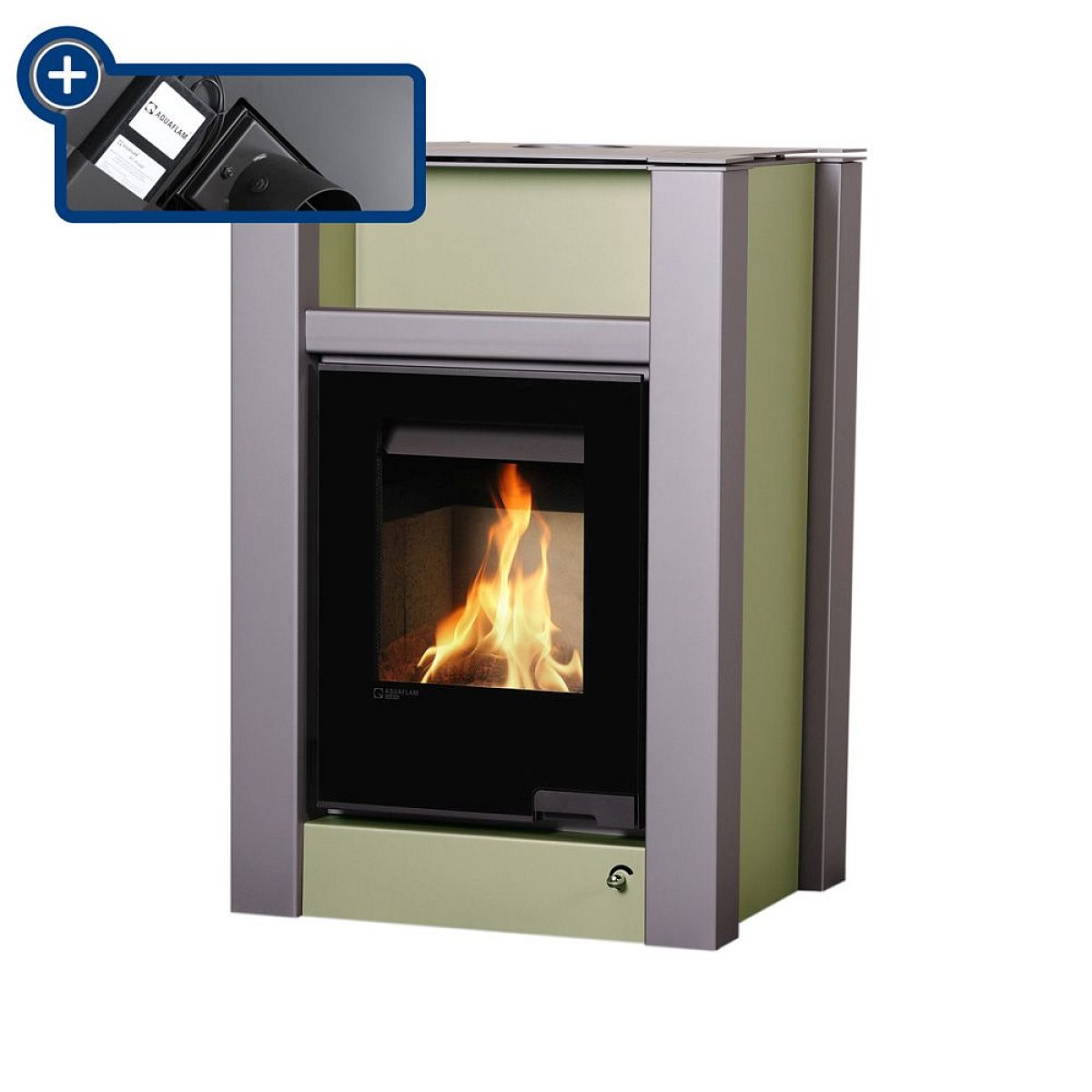 Kamna s výměníkem AQUAFLAM VARIO LEND 11/7kW olivová, elektronická regulace FLHSF34-075