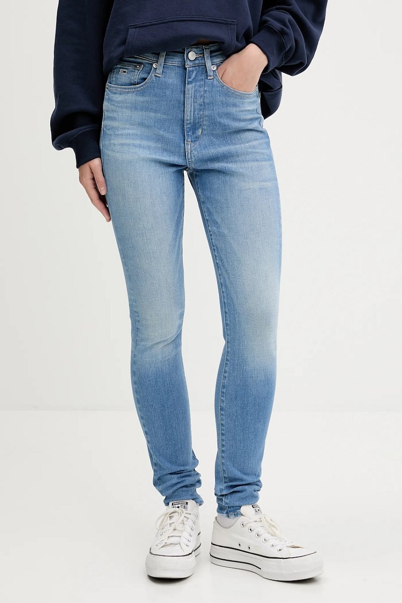 Džíny Tommy Jeans dámské, modrá barva, DW0DW20028