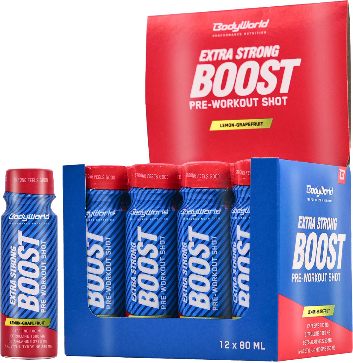 12x BodyWorld Boost Shot 80 ml citron-grep