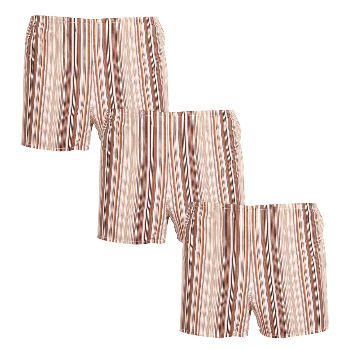 3PACK Klasické pánské trenky Foltýn hnědé s proužky (3xK53) S, trenýrky