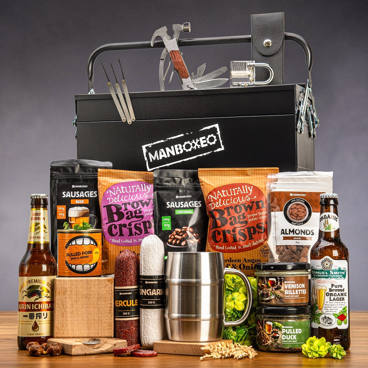 Toolboxeo plné ležáků | Dárkový kufr na nářadí | Dárek pro muže, kutila, tátu, dědu | Dárek k narozeninám, výročí, vánocům | Dárkový koš, box | dárek 