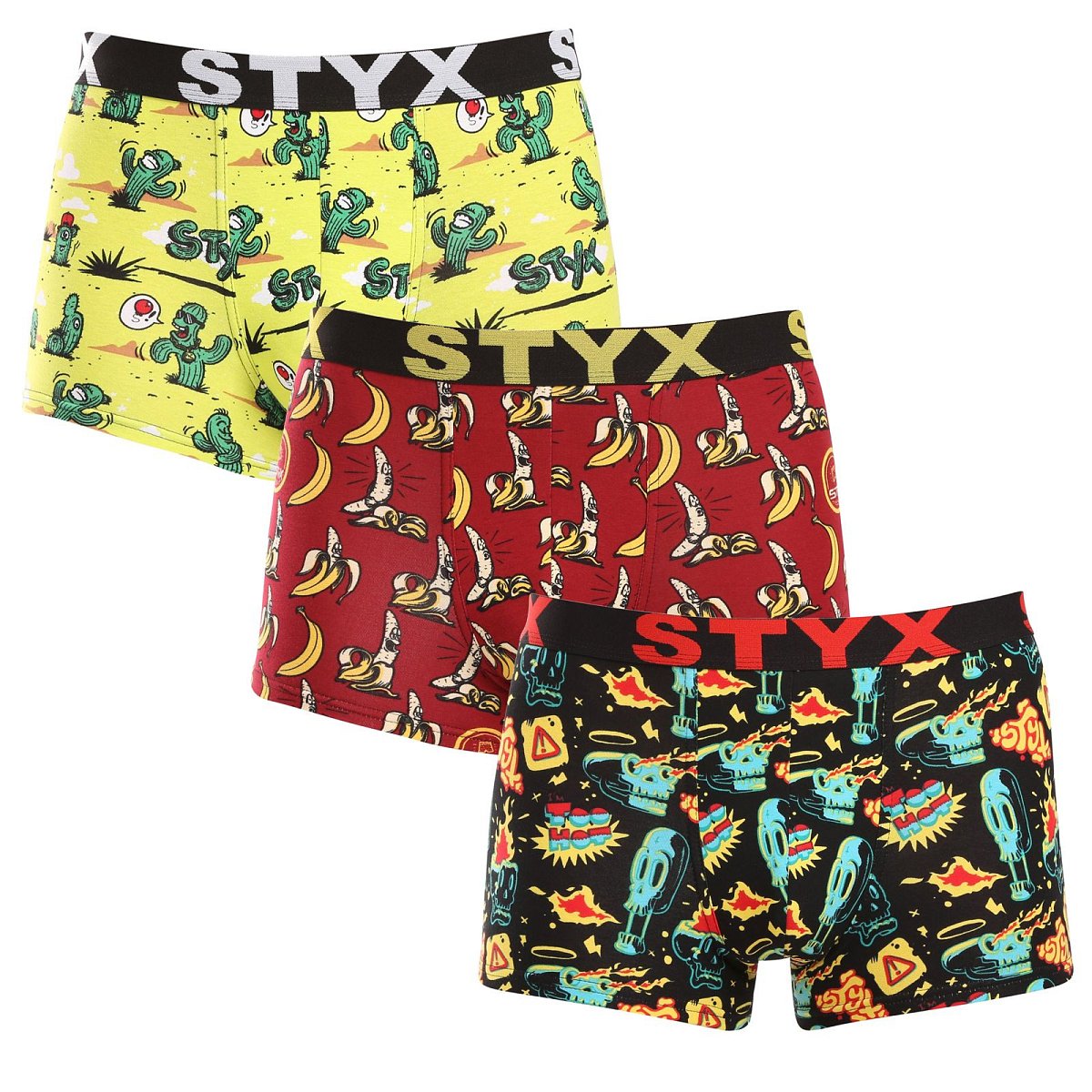3PACK pánské boxerky Styx art sportovní guma vícebarevné (3G13198) XXL, trenky / trenýrky