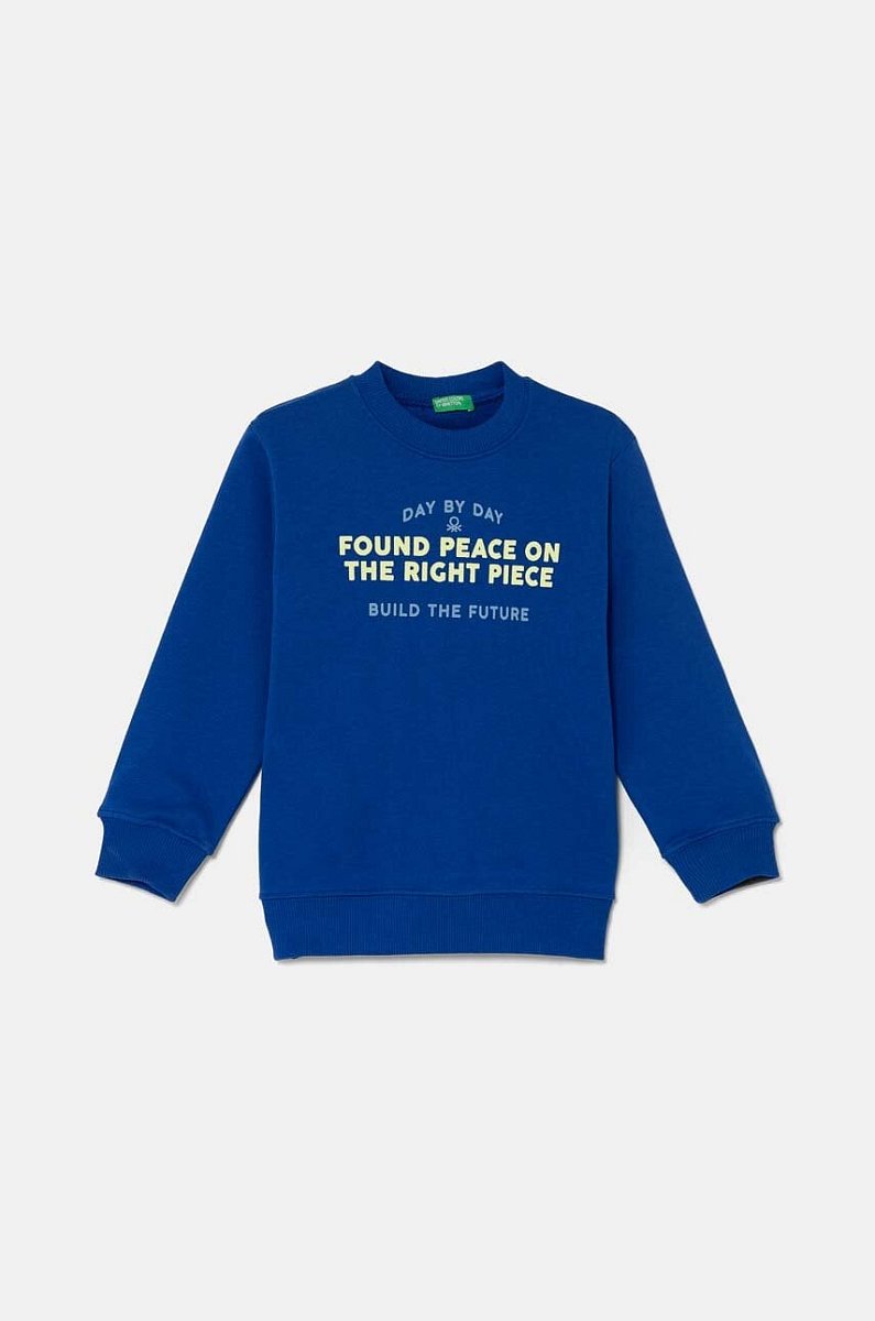 Dětská bavlněná mikina United Colors of Benetton tmavomodrá barva, s potiskem, 3FWYG10FN