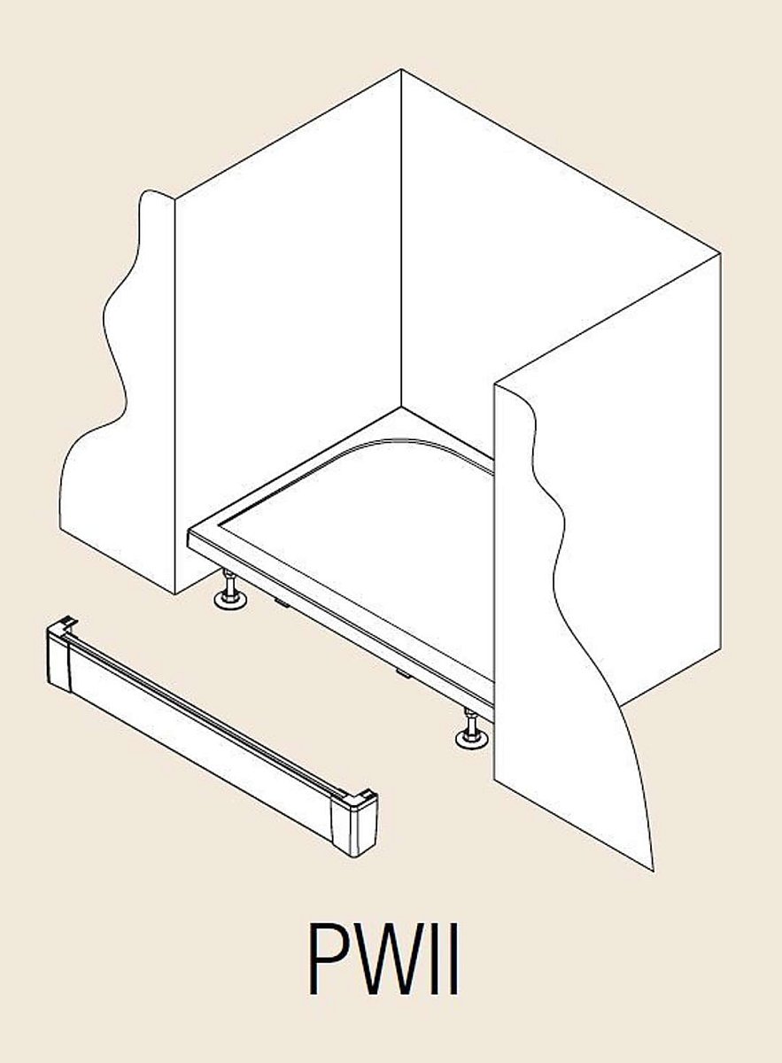 RONAL Marblemate - Hliníkový přední panel pro obdélníkovou nebo čtvercovou vaničku vaničku, I-panel, 1 strana, 800 mm - vanička aluchrom PWII08050