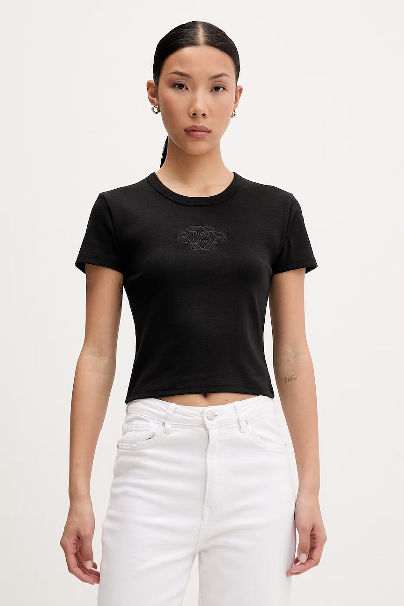 HUGO crop top dámský s bavlnou Delanor_4