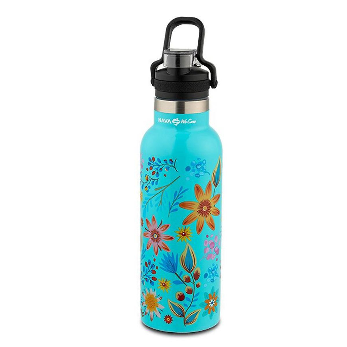 Ocelová cestovní lahev "WE CARE", tyrkysový, 500 ml