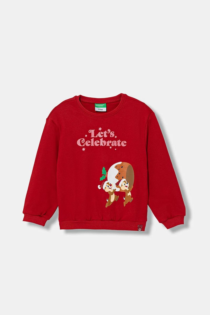 Dětská mikina United Colors of Benetton červená barva, s potiskem, 3J73G10L0