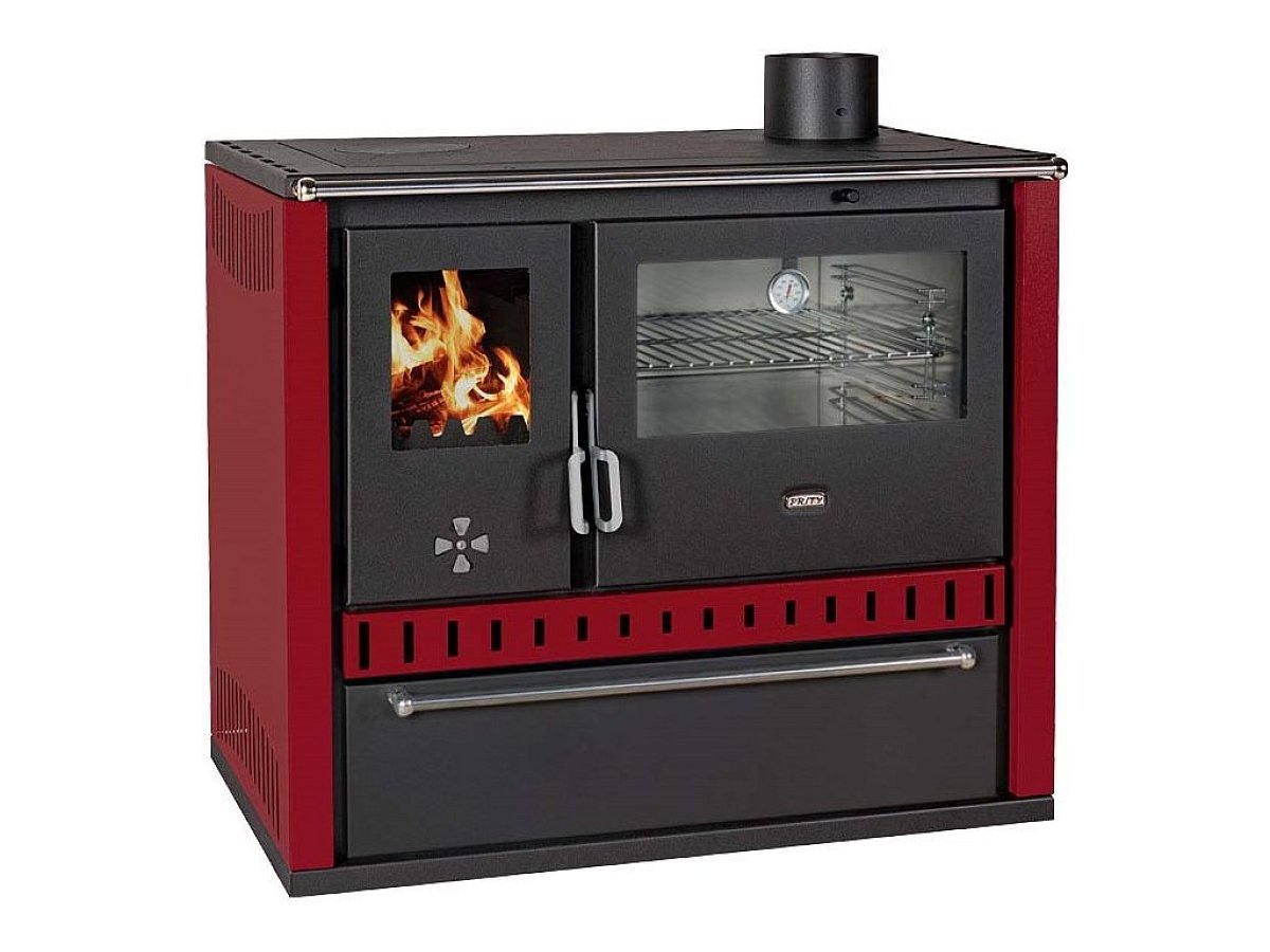 Sporák na tuhá paliva s výměníkem PRITY GT W10 FI S DR, burgundy HO7161