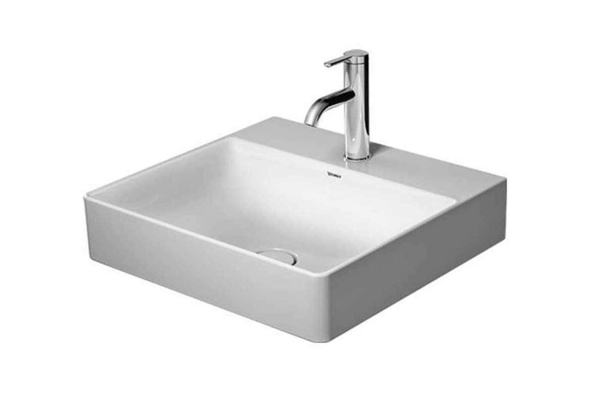 Duravit DuraSquare - Umyvadlo na desku, 50x47 cm, bez přepadu, s otvorem pro baterii, DuraCeram, WonderGliss, bílá 23535000711