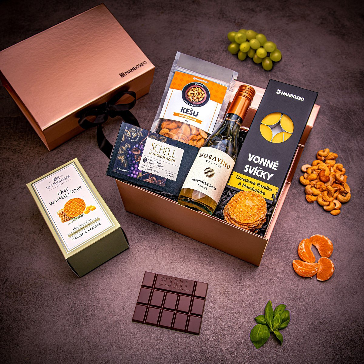 Luxusní box pro vinařku bílé víno (rose gold) - dárkový box | Dárek pro ženu, maminku, manželku, babičku, sestru, přítelkyni, kamarádku | dárek k naro
