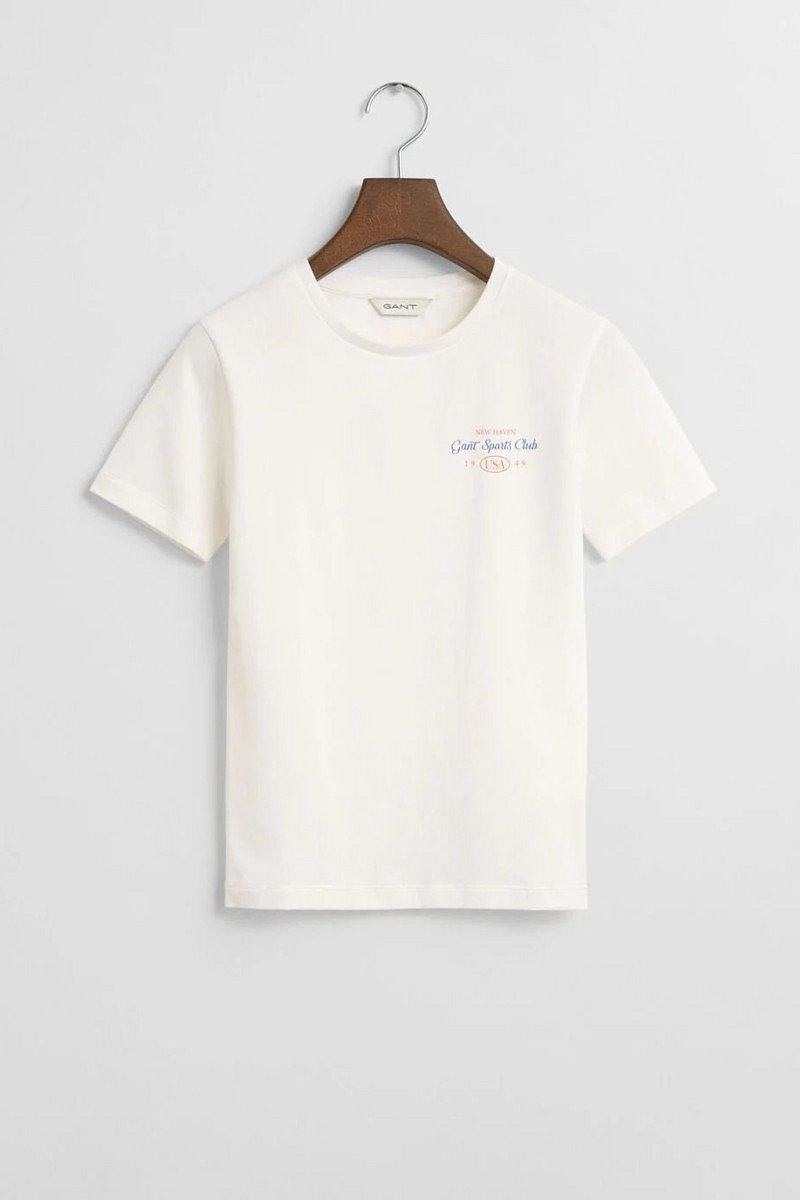 TRIČKO GANT SPORTS CLUB GRAPHIC T-SHIRT EGGSHELL