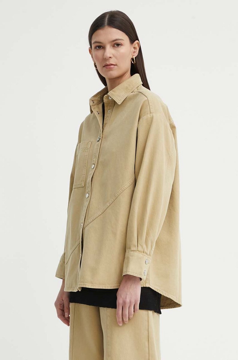 Džínová bunda AERON ANITA dámská, zelená barva, přechodná, oversize, AW24RSSH152451