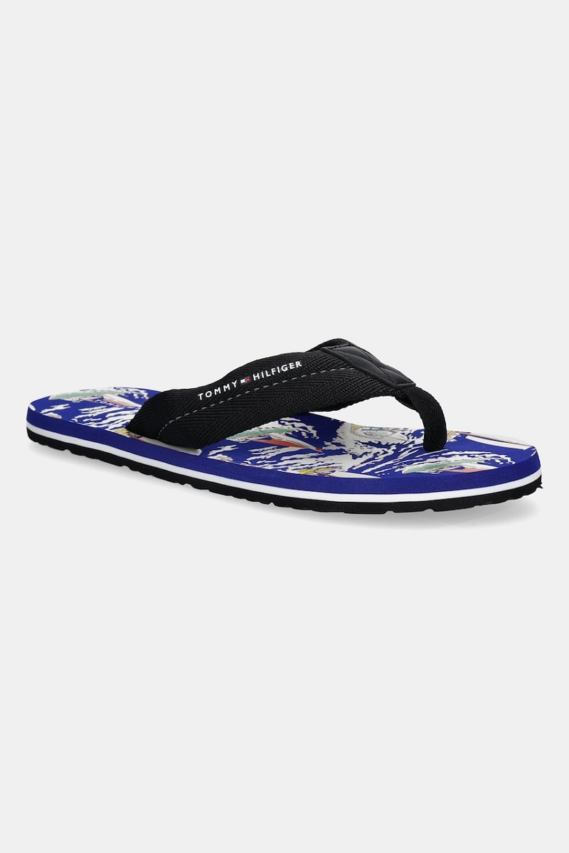 Žabky Tommy Hilfiger TH SURF PRINT BEACH SANDAL pánské, černá barva, FM0FM05509