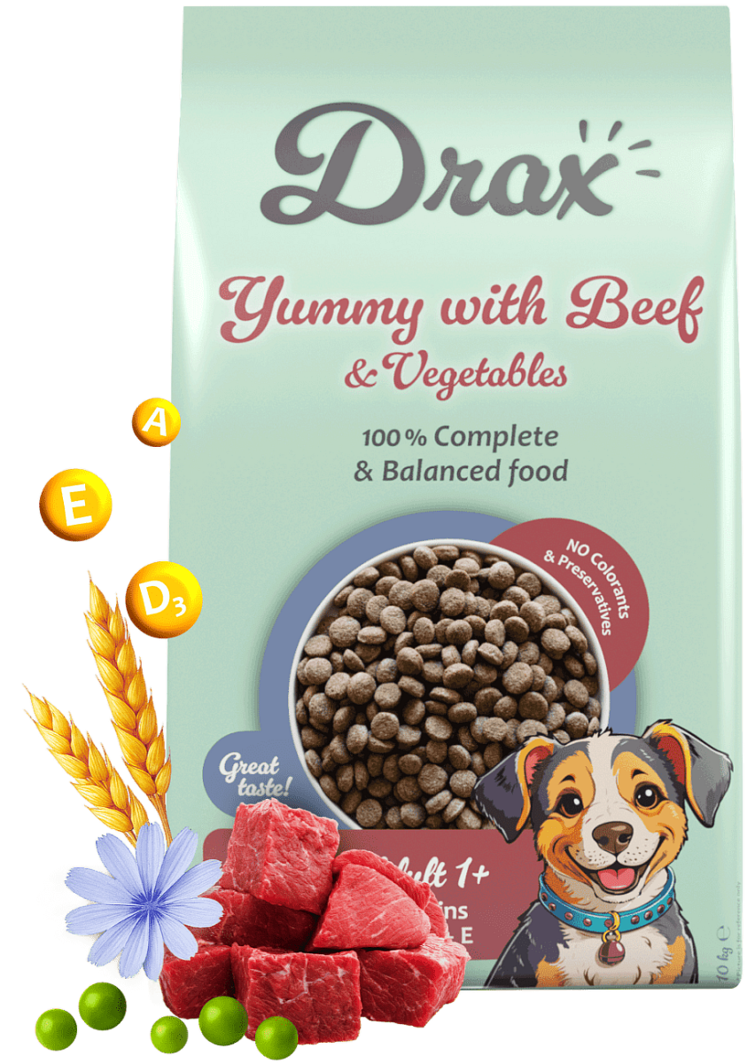 Krmivo Drax Adult Dog s hovězím a zeleninou 10kg