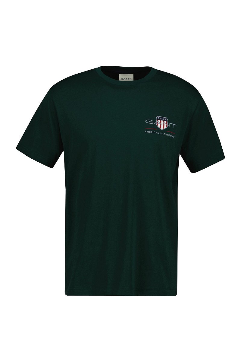 TRIČKO GANT REG ARCHIVE SHIELD EMB SS T-SHIRT TARTAN GREEN