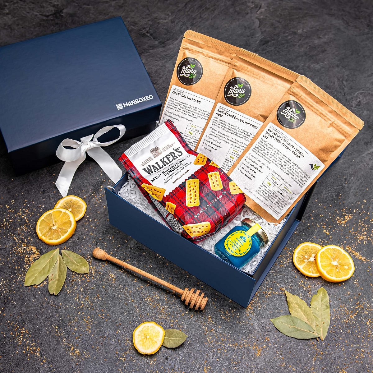 Luxusní dárkový box plný čajů (royal blue) | Dárek pro muže, tátu, otce, manžela, dědu, přítele | dárek k narozeninám, výročí, dárkový set, balení