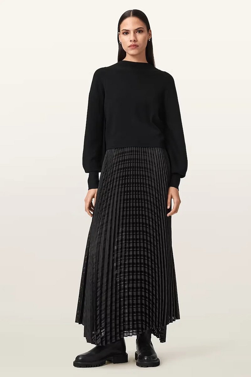 Šaty AllSaints SINEAD černá barva, maxi, W064DD