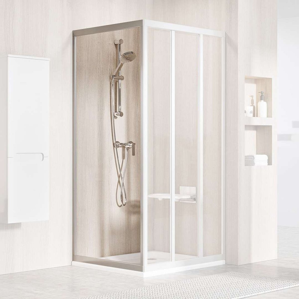 Ravak Supernova - Sprchová stěna APSS-80, 77-81 cm, satin/čiré sklo 94040UR2Z1
